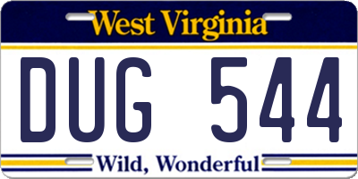 WV license plate DUG544