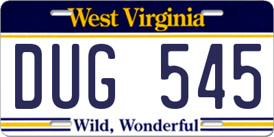 WV license plate DUG545