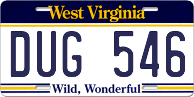 WV license plate DUG546