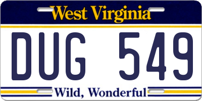 WV license plate DUG549