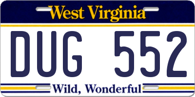 WV license plate DUG552