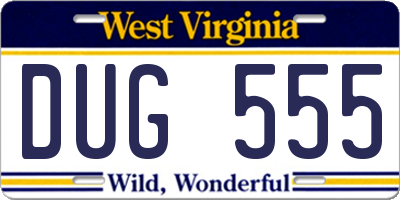 WV license plate DUG555