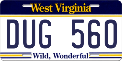 WV license plate DUG560
