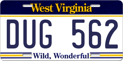 WV license plate DUG562