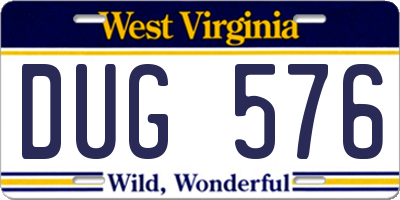 WV license plate DUG576