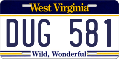 WV license plate DUG581
