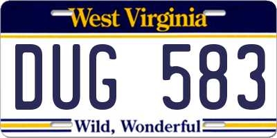WV license plate DUG583