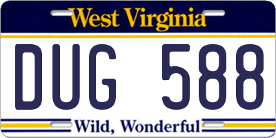 WV license plate DUG588