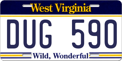 WV license plate DUG590