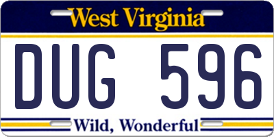 WV license plate DUG596