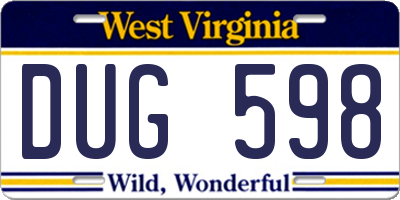 WV license plate DUG598