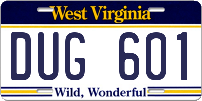 WV license plate DUG601