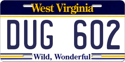 WV license plate DUG602