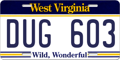 WV license plate DUG603