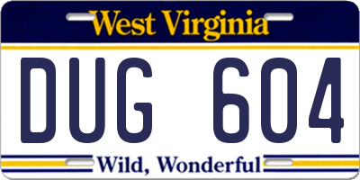 WV license plate DUG604