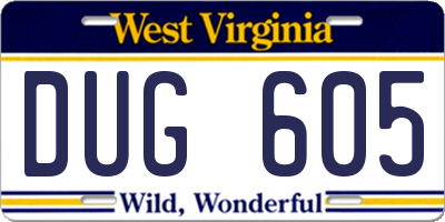 WV license plate DUG605