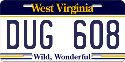 WV license plate DUG608