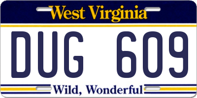 WV license plate DUG609