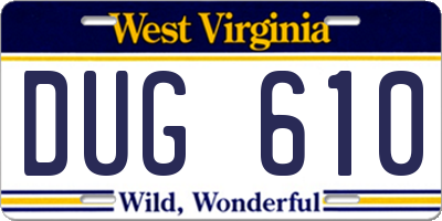 WV license plate DUG610