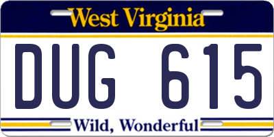 WV license plate DUG615