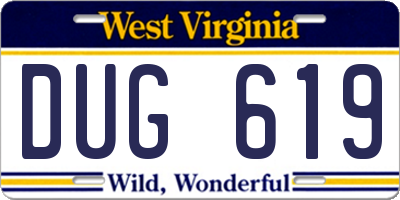WV license plate DUG619