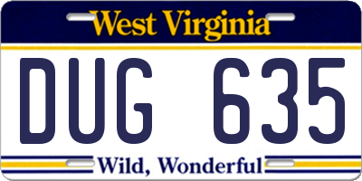 WV license plate DUG635