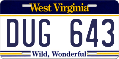 WV license plate DUG643