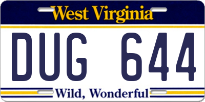 WV license plate DUG644