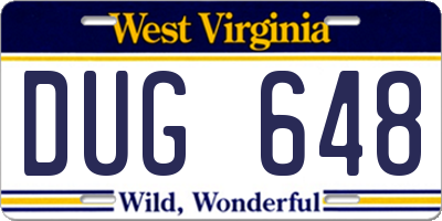 WV license plate DUG648