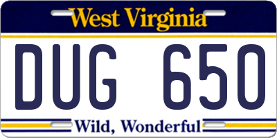 WV license plate DUG650