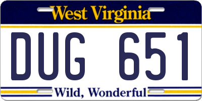 WV license plate DUG651
