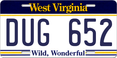WV license plate DUG652