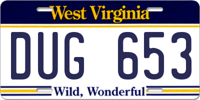 WV license plate DUG653