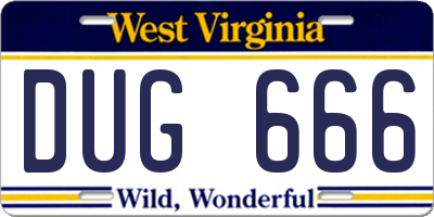 WV license plate DUG666