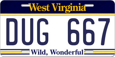 WV license plate DUG667