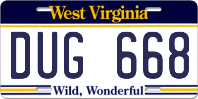 WV license plate DUG668