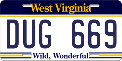 WV license plate DUG669