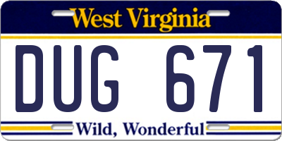 WV license plate DUG671