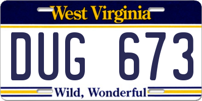 WV license plate DUG673