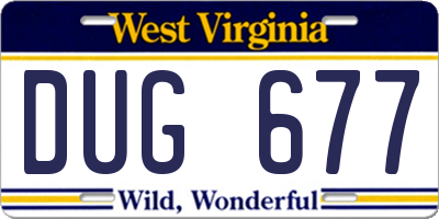 WV license plate DUG677