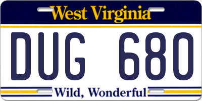 WV license plate DUG680
