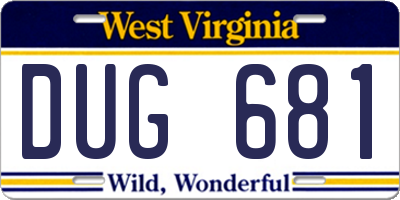 WV license plate DUG681