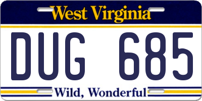 WV license plate DUG685