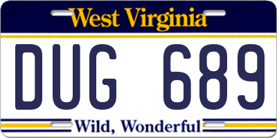 WV license plate DUG689