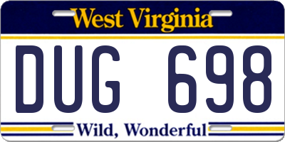 WV license plate DUG698