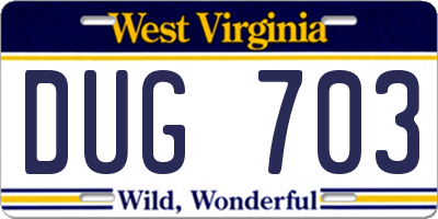 WV license plate DUG703