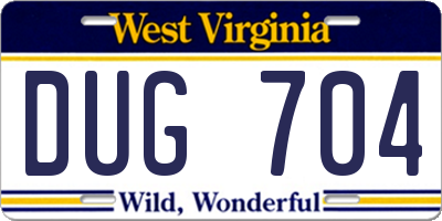 WV license plate DUG704