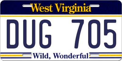 WV license plate DUG705