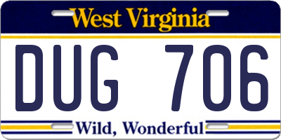 WV license plate DUG706