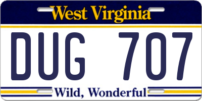 WV license plate DUG707